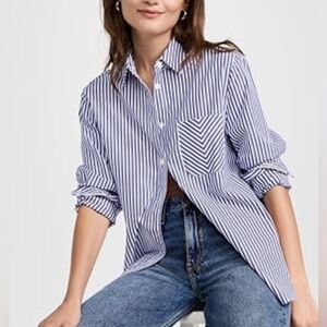 Rag & bone Max Stripe Button Front Shirt.    light blue// shirt Long sleeves
